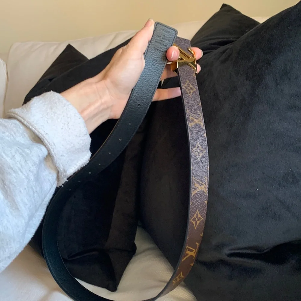 Louis Vuitton Brown Monogram LV Buckle Belt with Gold Hardware